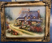 #450466 framed canvas cottage with blue roof